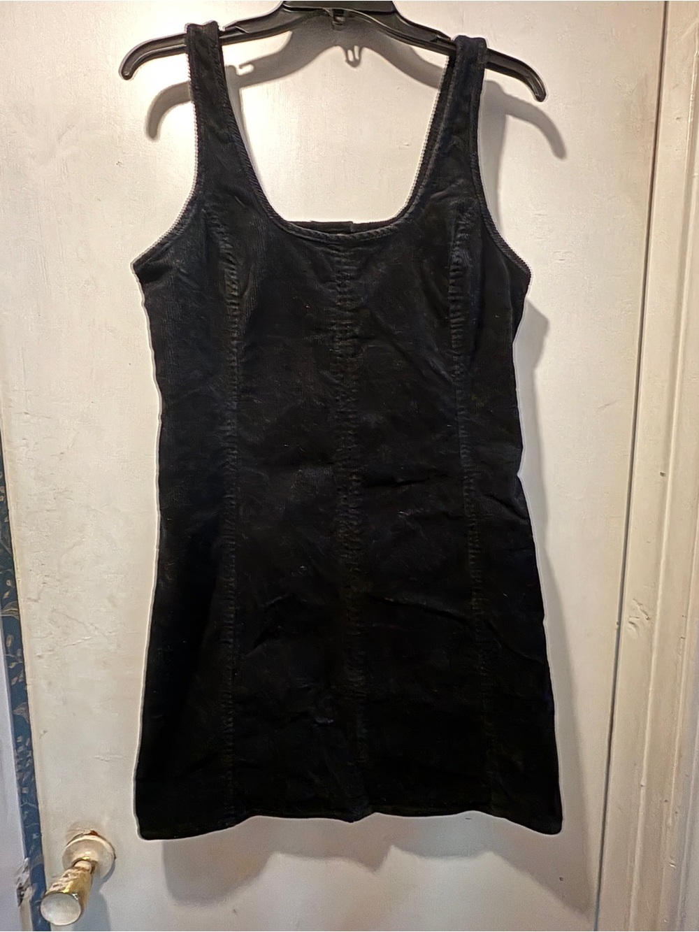 SO Black Corduroy Mini Dress with Bust Cutout Detail